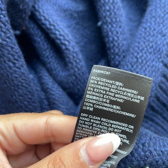 Lafayette 48 Navy Chunky Whipstitch Sweater - Picture 6 of 6